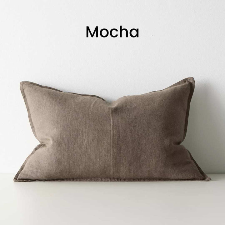 Como Mocha Brown 40cm x 60cm Lumbar Rectangle Linen Cushion Weave Cushions Covers Feather Inserts