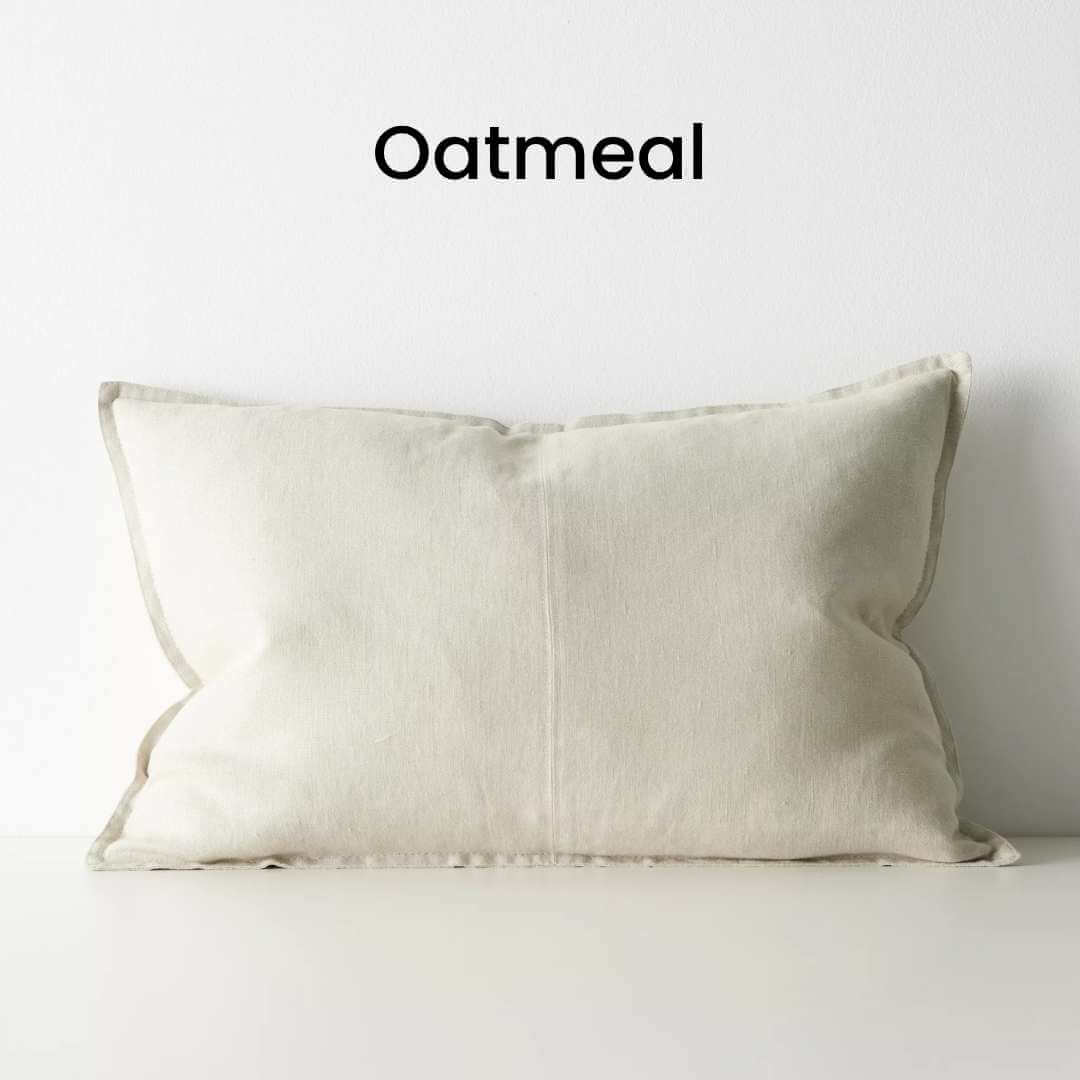 Como Oatmeal Cream 40cm x 60cm Lumbar Rectangle Linen Cushion Weave Cushions Covers Feather Inserts