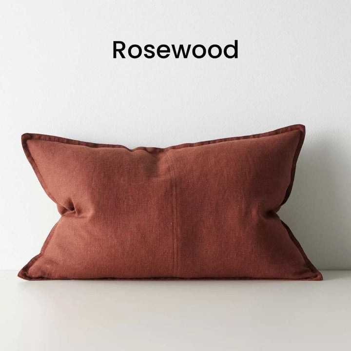 Como Rosewood Red 40cm x 60cm Lumbar Rectangle Linen Cushion Weave Cushions Covers Feather Inserts