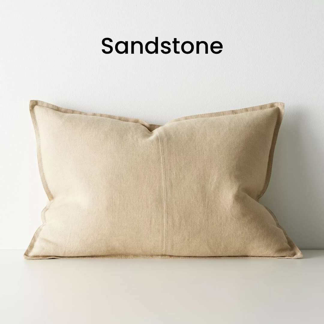 Como Sandtone Beige 40cm x 60cm Lumbar Rectangle Linen Cushion Weave Cushions Covers Feather Inserts