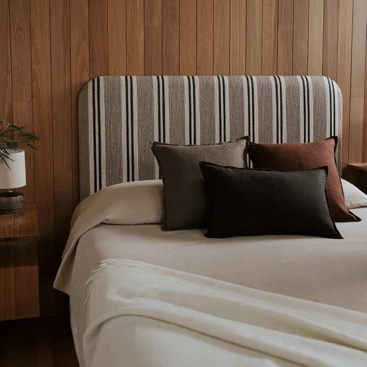 Como Linen Square and Lumbar Cushions decorating a bed