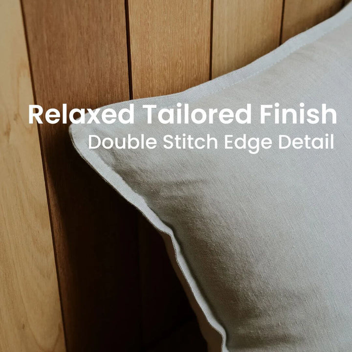 Double stitched French Seam on a grey Como Linen Cushion