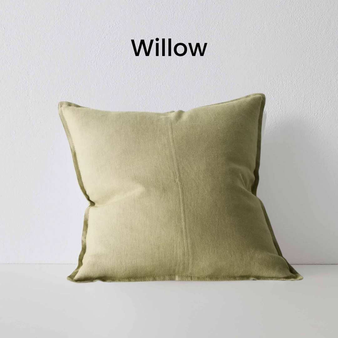 Como Willow Green 50cm Square Linen Cushion Weave Cushions Covers Feather Inserts
