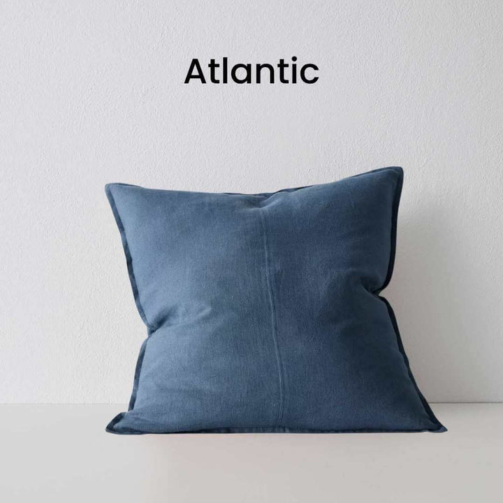 Como Atlantic Blue 50cm Square Linen Cushion Weave Cushions Covers Feather Inserts