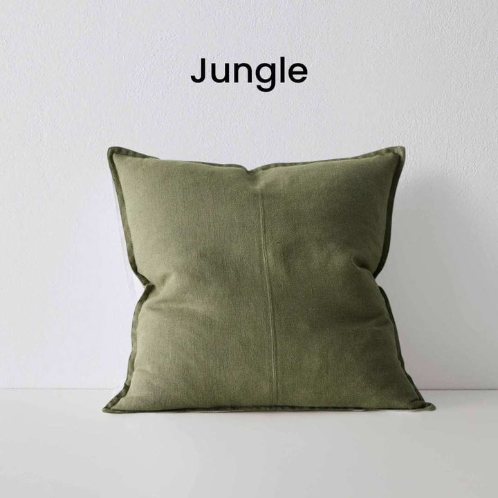 Como Jungle Green 50cm Square Linen Cushion Weave Cushions Covers Feather Inserts