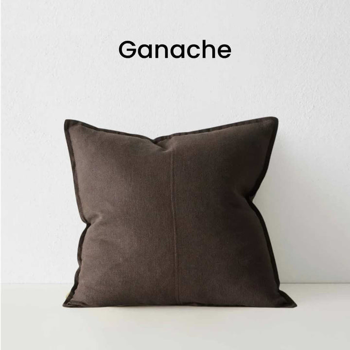 Como Ganache Brown 50cm Square Linen Cushion Weave Cushions Covers Feather Inserts