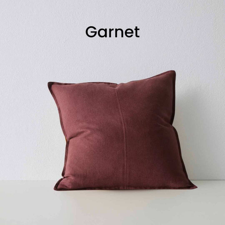 Como Garnet Red 50cm Square Linen Cushion Weave Cushions Covers Feather Inserts