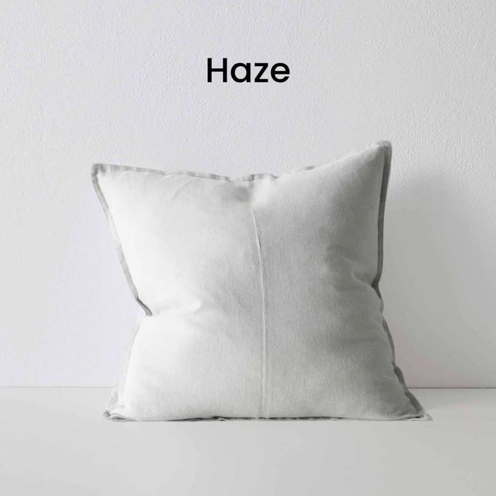 Como Haze Light Grey 50cm Square Linen Cushion Weave Cushions Covers Feather Inserts