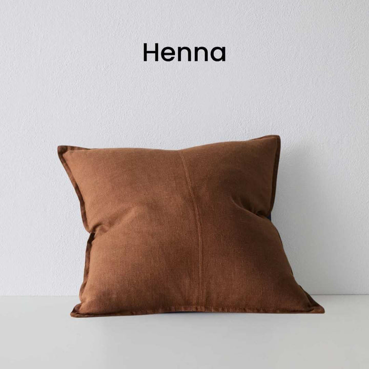 Como Henna Brown 50cm Square Linen Cushion Weave Cushions Covers Feather Inserts