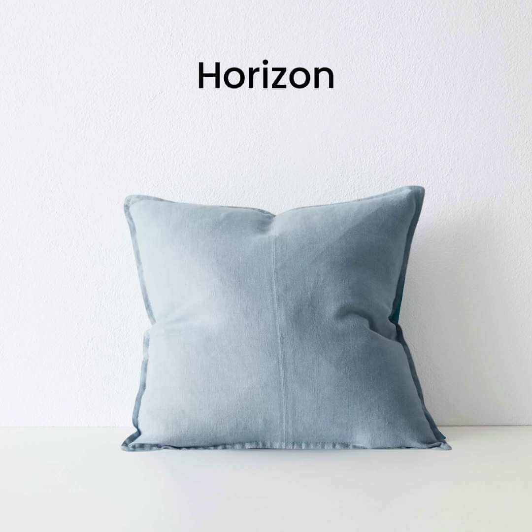 Como Horizon Blue 50cm Square Linen Cushion Weave Cushions Covers Feather Inserts