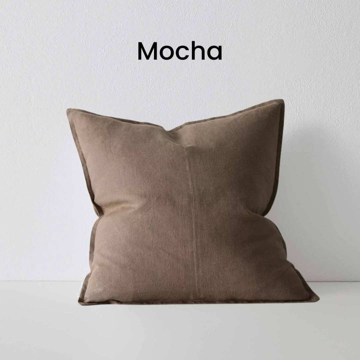Como Mocha Brown 50cm Square Linen Cushion Weave Cushions Covers Feather Inserts