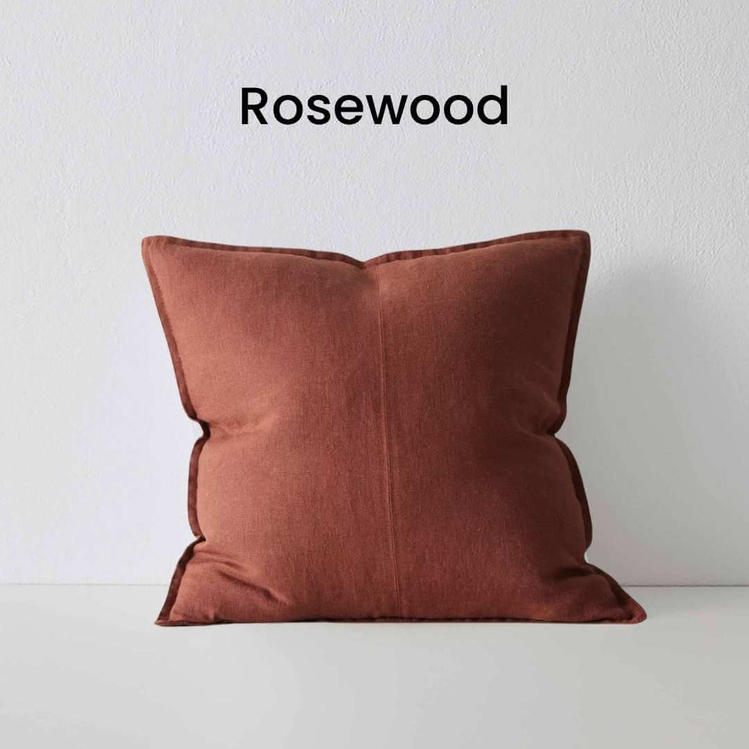 Como Rosewood Red 50cm Square Linen Cushion Weave Cushions Covers Feather Inserts