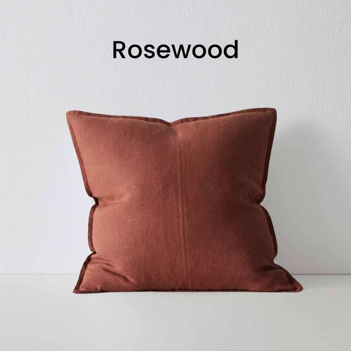 Como Rosewood Red 50cm Square Linen Cushion Weave Cushions Covers Feather Inserts