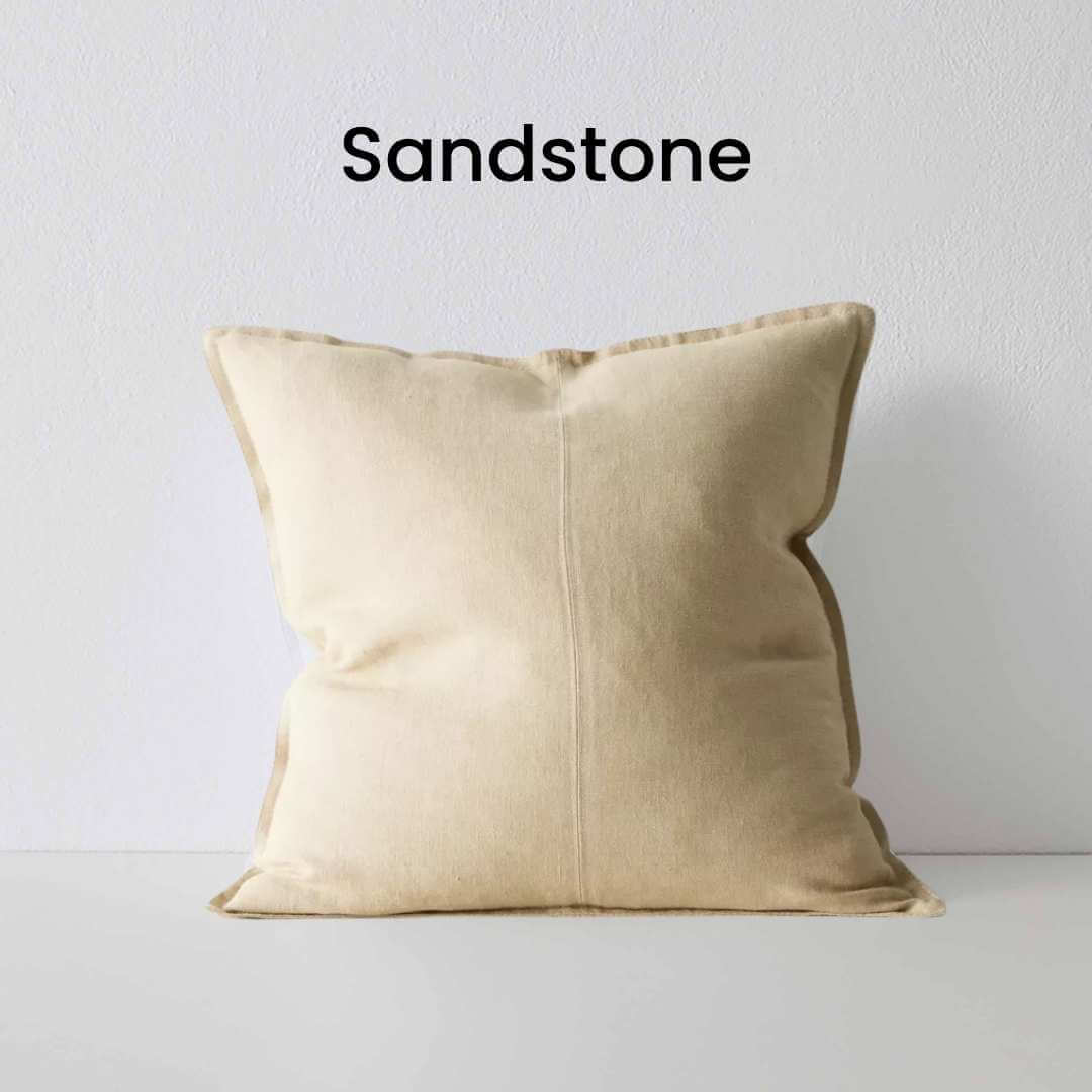 Como Sandtone Beige 50cm Square Linen Cushion Weave Cushions Covers Feather Inserts