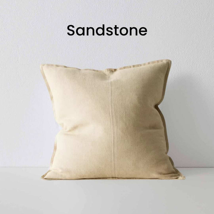 Como Sandtone Beige 50cm Square Linen Cushion Weave Cushions Covers Feather Inserts