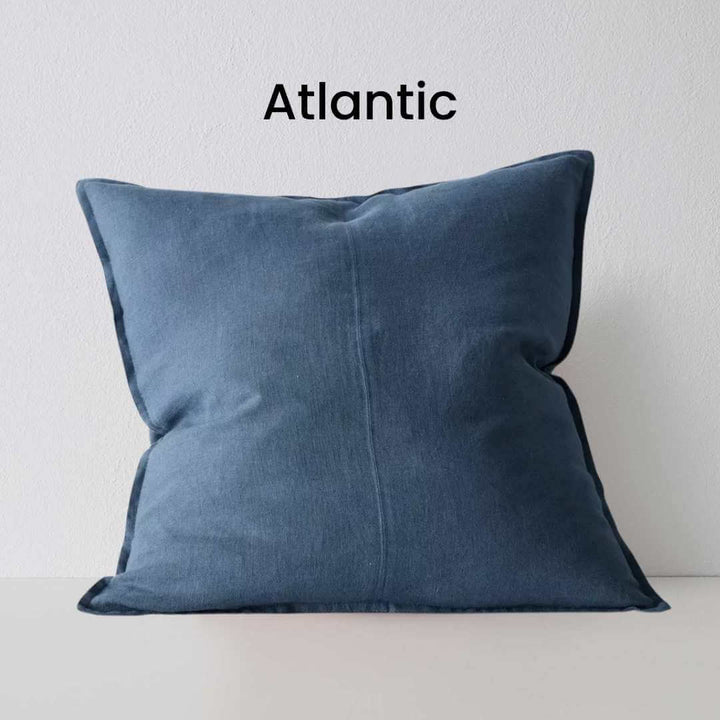 Como Atlantic Blue 60cm Square Linen Cushion Weave Cushions Covers Feather Inserts