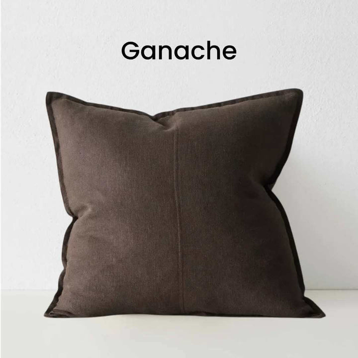 Como Ganache Brown 60cm Square Linen Cushion Weave Cushions Covers Feather Inserts