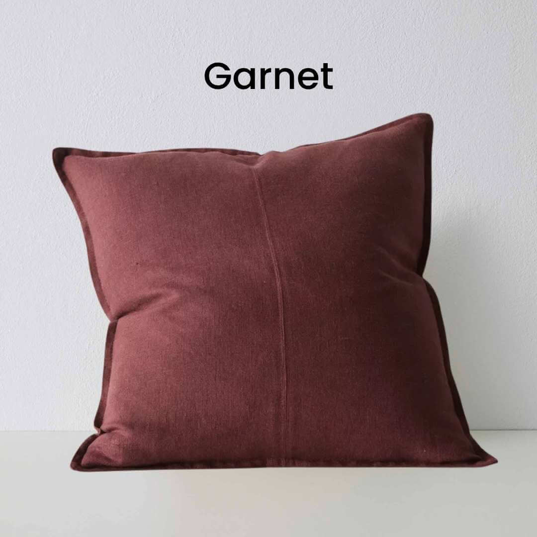Como Garnet Red 60cm Square Linen Cushion Weave Cushions Covers Feather Inserts