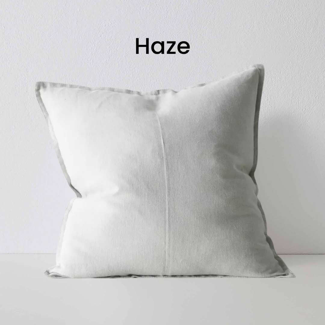 Como Haze Light Grey 60cm Square Linen Cushion Weave Cushions Covers Feather Inserts