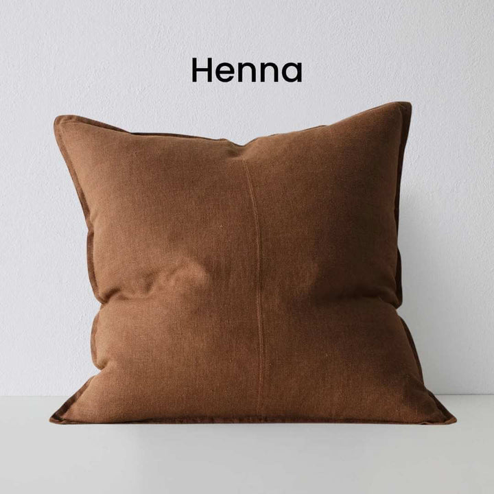 Como Henna Brown 60cm Square Linen Cushion Weave Cushions Covers Feather Inserts