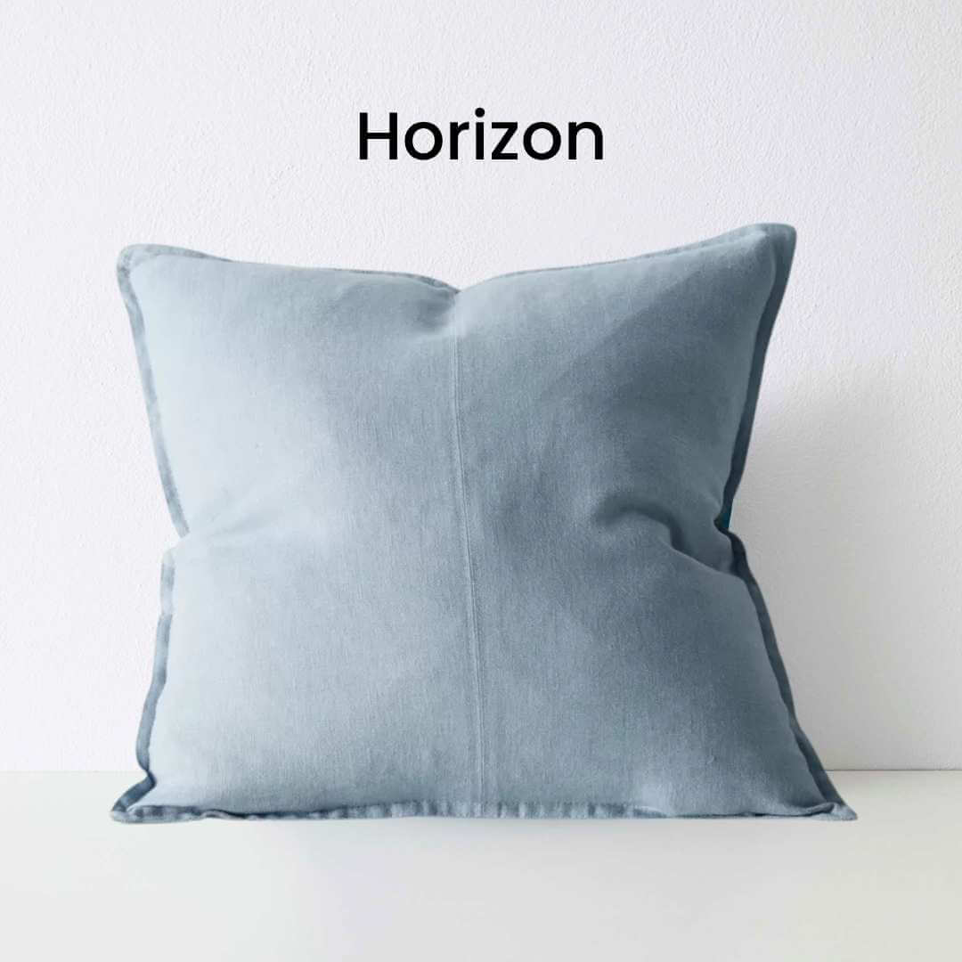 Como Horizon Blue 60cm Square Linen Cushion Weave Cushions Covers Feather Inserts