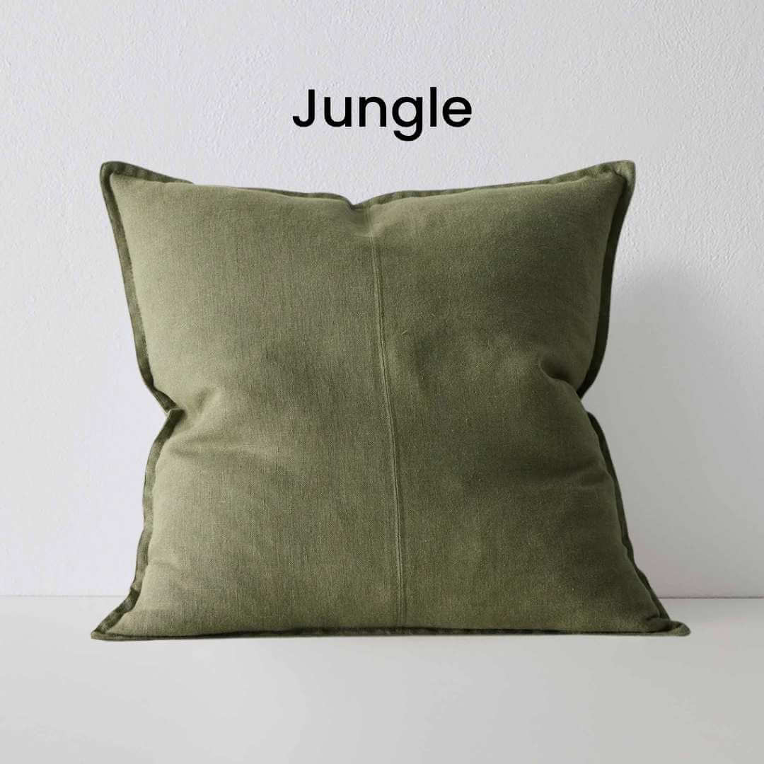 Como Jungle Green 60cm Square Linen Cushion Weave Cushions Covers Feather Inserts