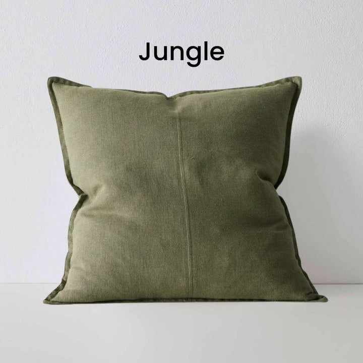 Como Jungle Green 60cm Square Linen Cushion Weave Cushions Covers Feather Inserts