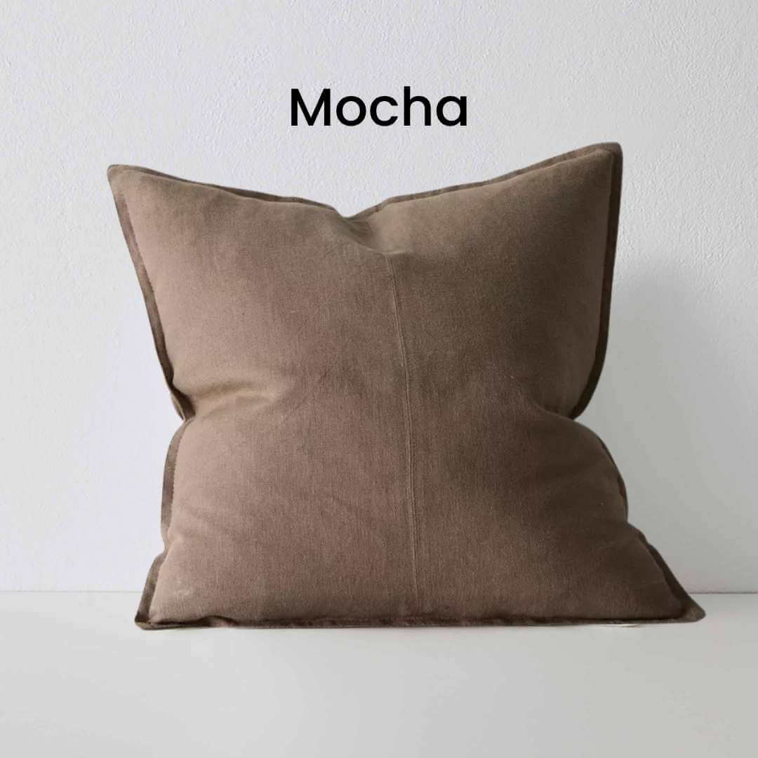Como Mocha Brown 60cm Square Linen Cushion Weave Cushions Covers Feather Inserts