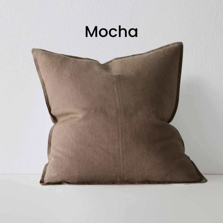 Como Mocha Brown 60cm Square Linen Cushion Weave Cushions Covers Feather Inserts