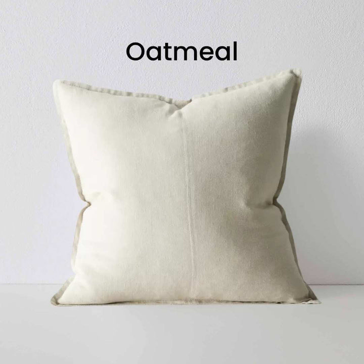 Como Oatmeal Cream 60cm Square Linen Cushion Weave Cushions Covers Feather Inserts