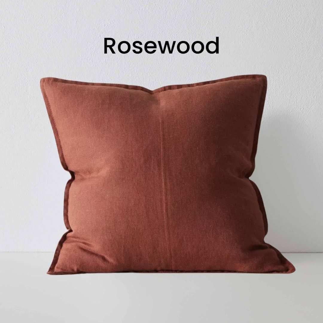 Como Rosewood Red 60cm Square Linen Cushion Weave Cushions Covers Feather Inserts