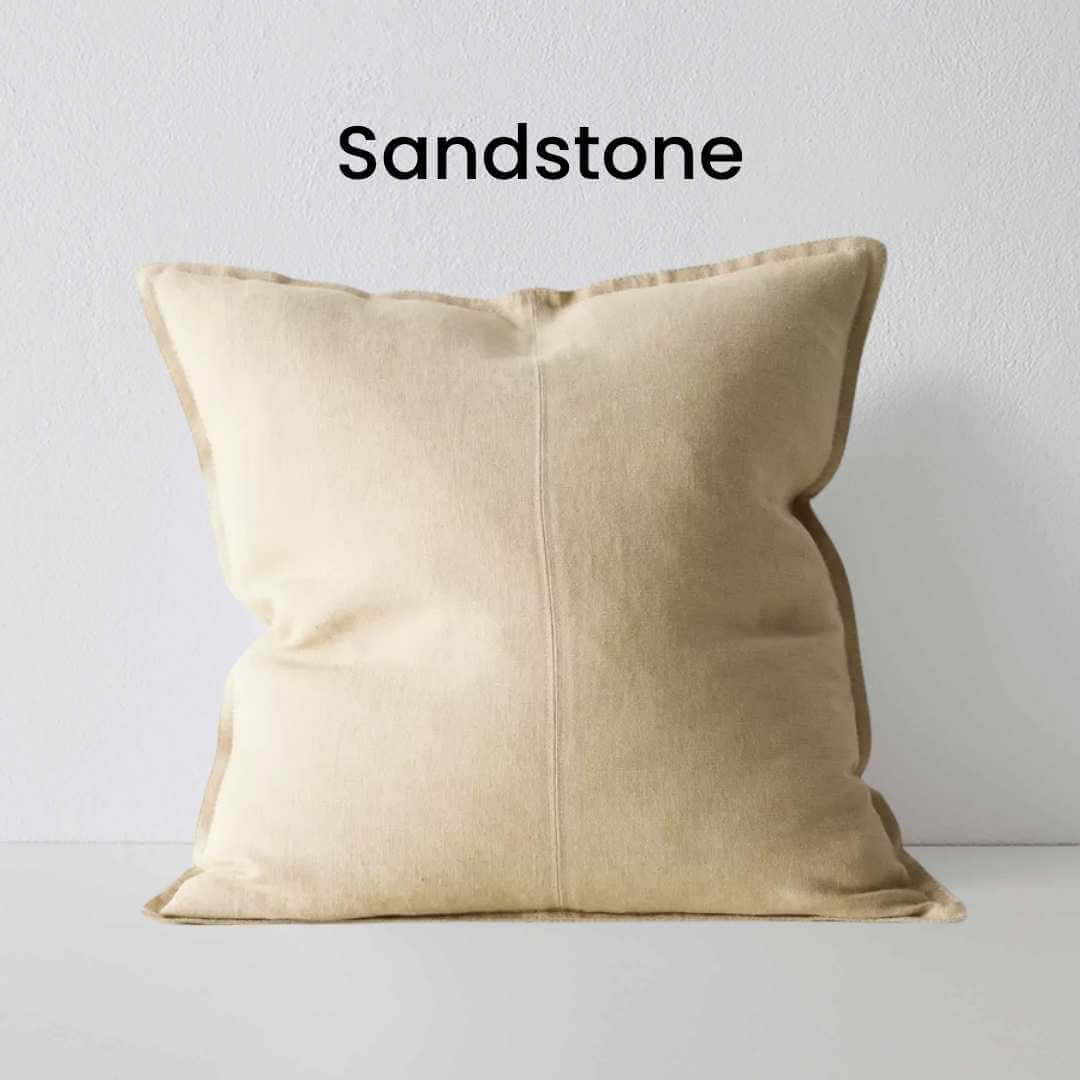 Como Sandtone Beige 60cm Square Linen Cushion Weave Cushions Covers Feather Inserts