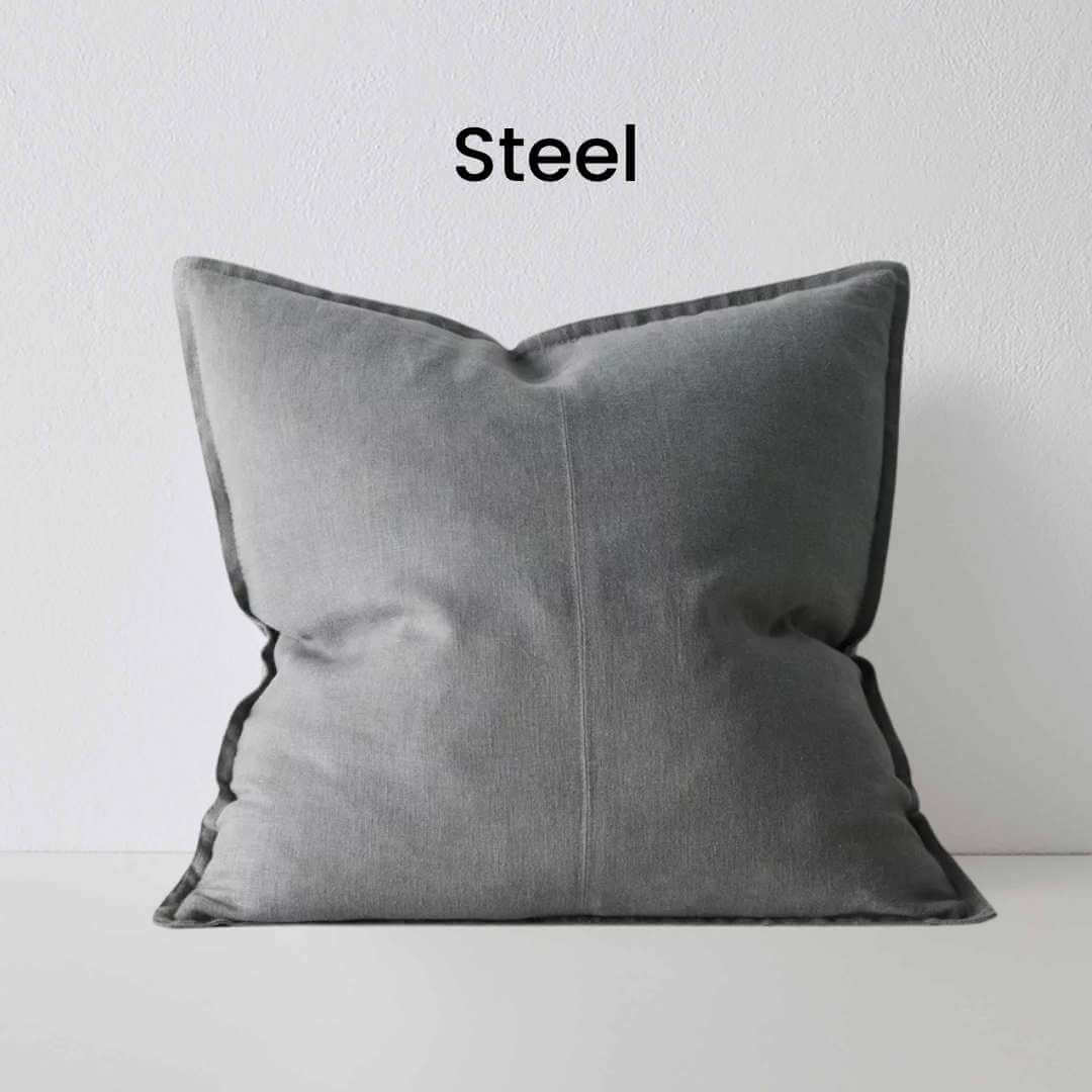 Como Steel Grey 60cm Square Linen Cushion Weave Cushions Covers Feather Inserts