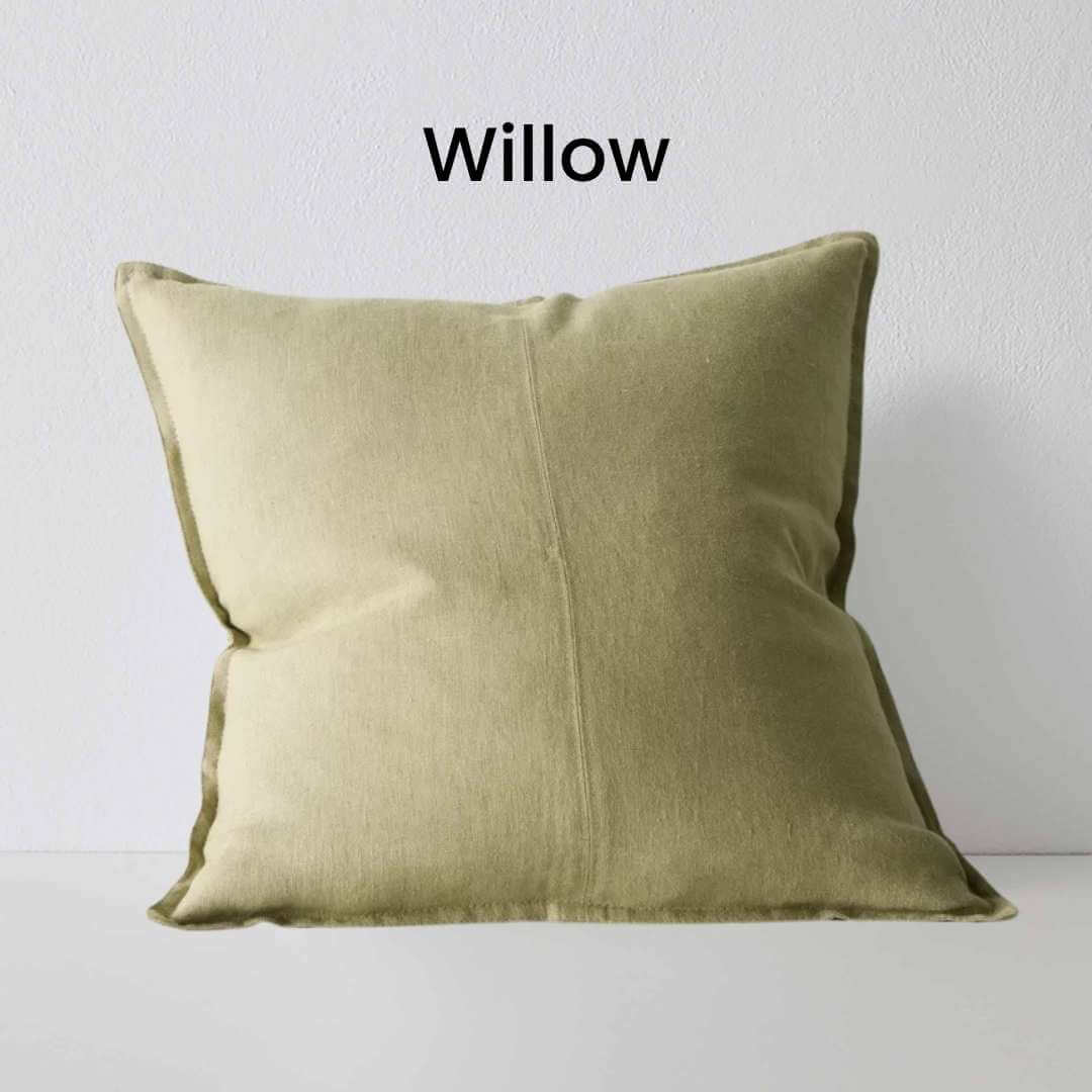 Como Willow Green 60cm Square Linen Cushion Weave Cushions Covers Feather Inserts