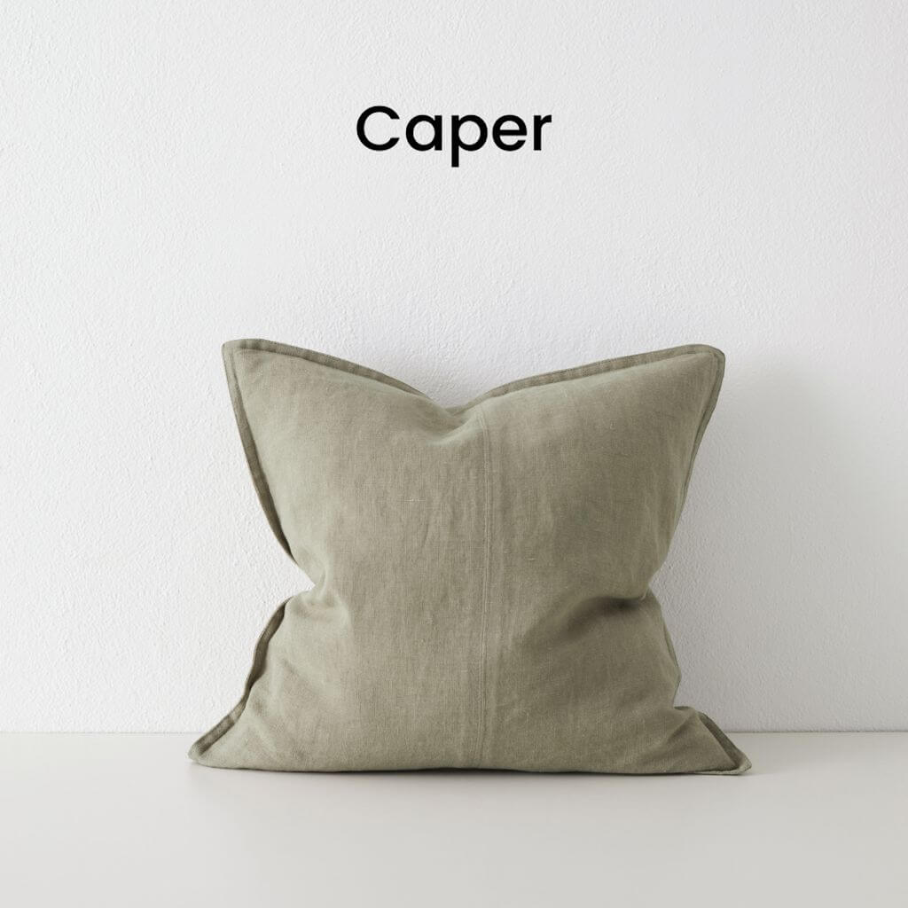 Como Caper Green European Linen Cushion 50cm Weave Cushions Covers Feather Inserts