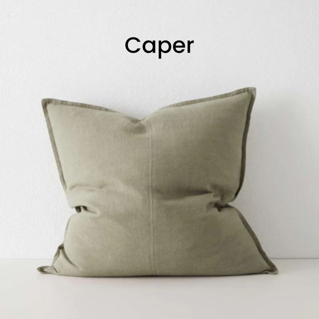 Como Caper Green European Linen Cushion 60cm Weave Cushions Covers Feather Inserts