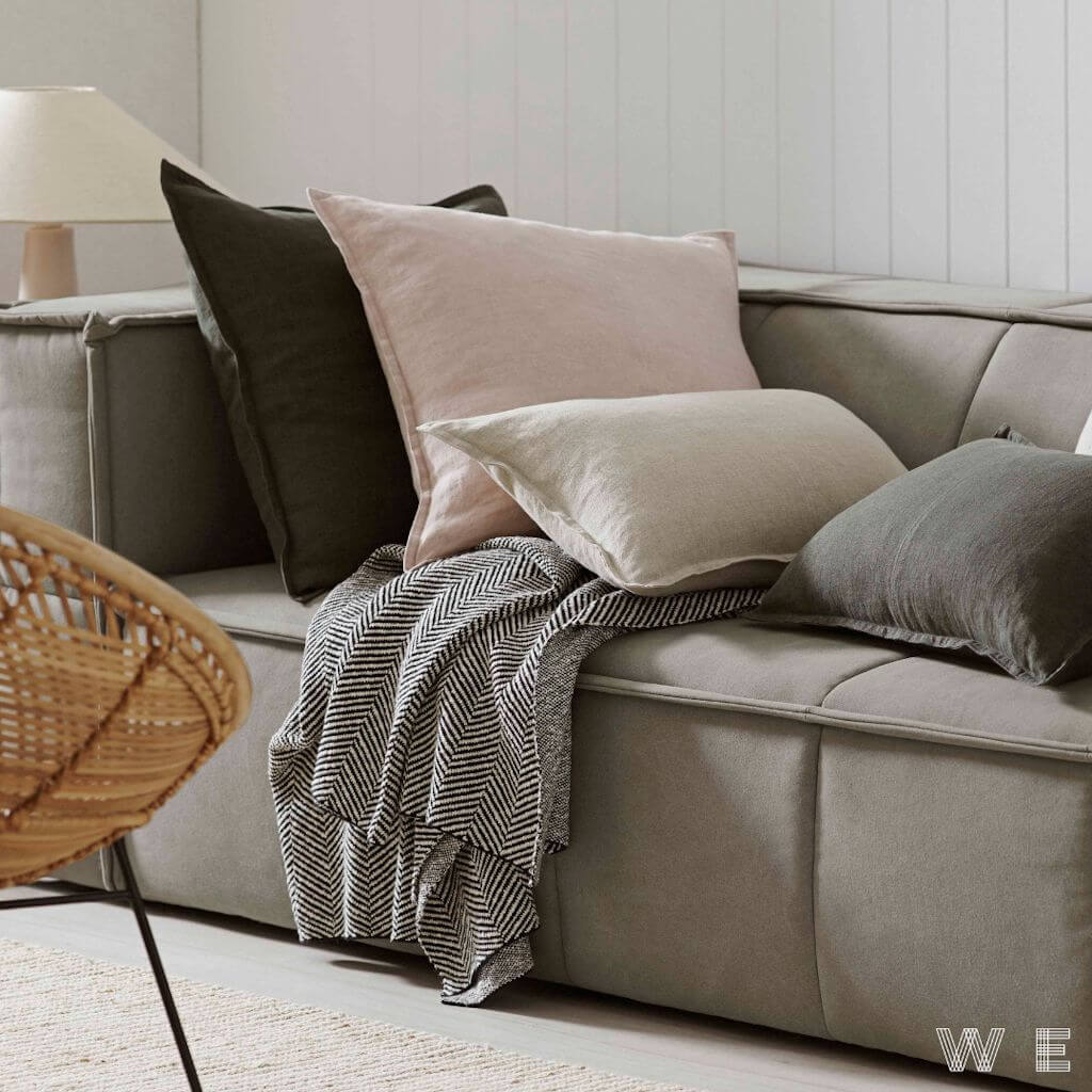 Como European Linen Cushion 50cm on bed Weave Cushions Covers Feather Inserts