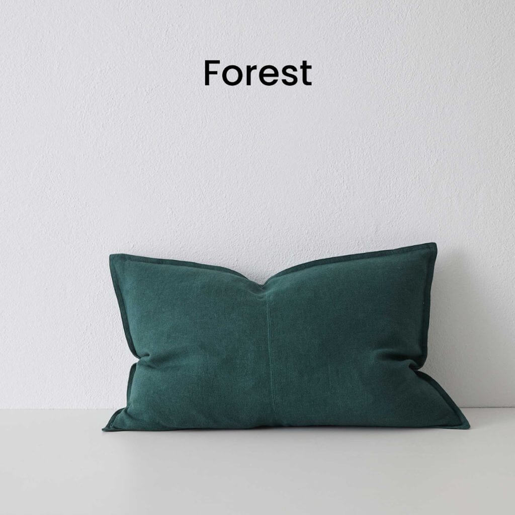 Como Forest Green European Linen Cushion Lumbar 40cm 60cm Weave Cushions Covers Feather Inserts