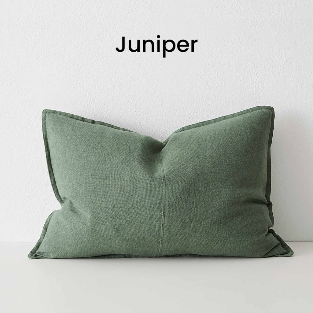 Como Juniper Green European Linen Cushion Lumbar 40cm 60cm Weave Cushions Covers Feather Inserts