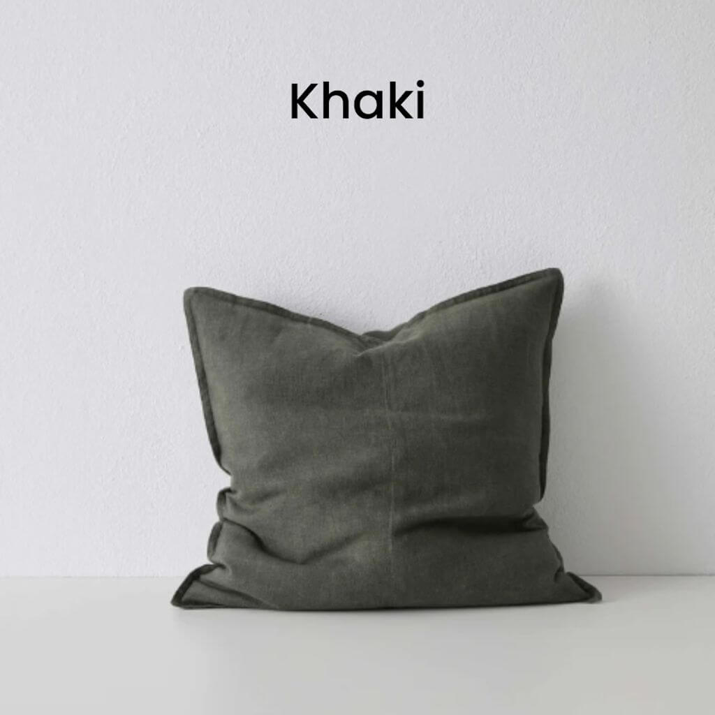 Como Khaki Green European Linen Cushion 50cm Weave Cushions Covers Feather Inserts