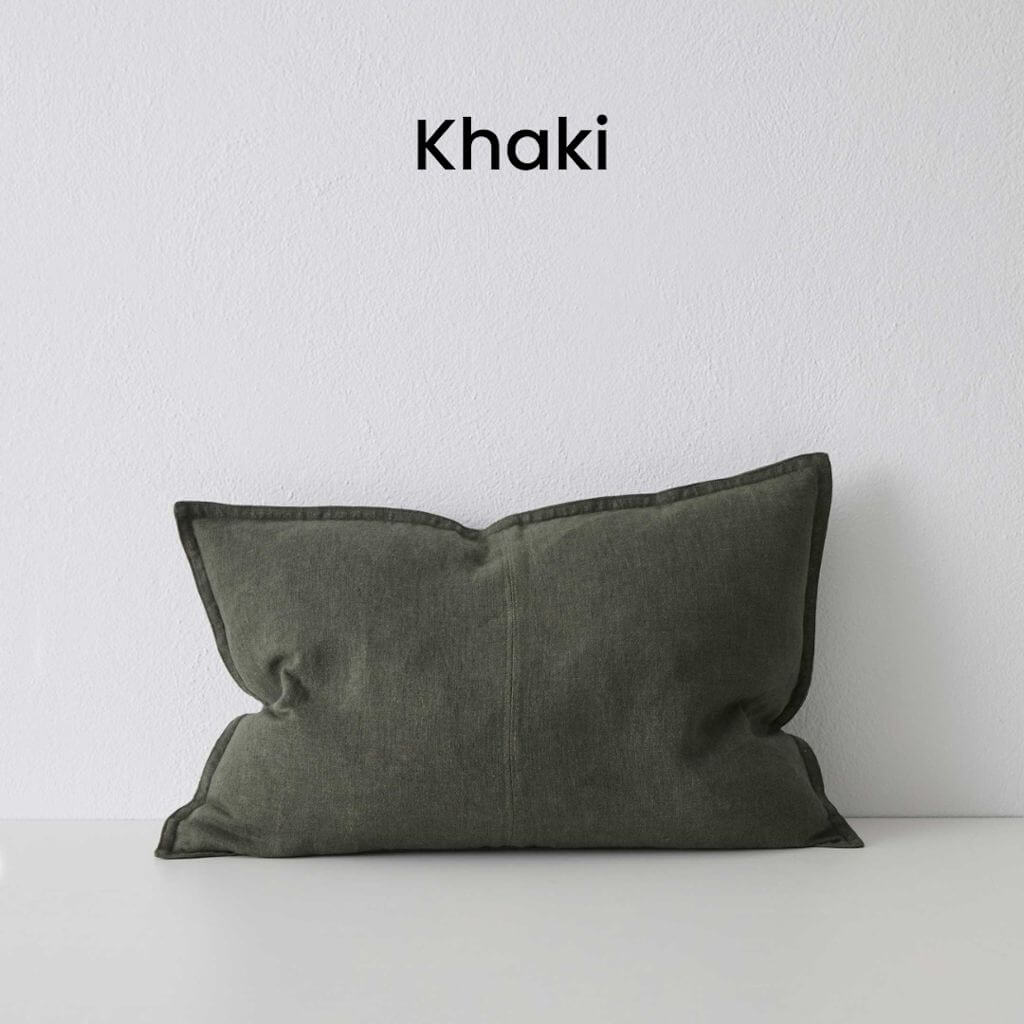 Como Khaki Green European Linen Cushion Lumbar 40cm 60cm Weave Cushions Covers Feather Inserts