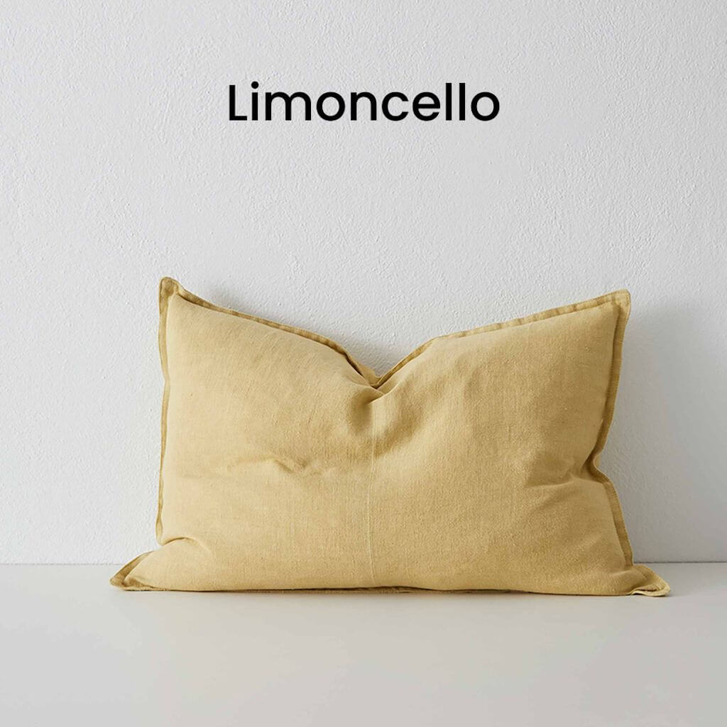 Como Limoncello Yellow European Linen Cushion Lumbar 40cm 60cm Weave Cushions Covers Feather Inserts