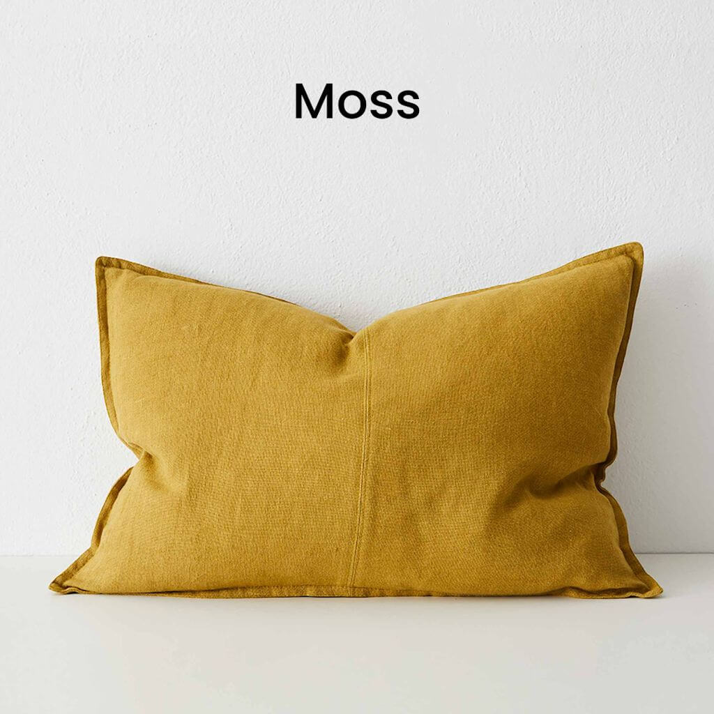 Como Moss Yellow European Linen Cushion Lumbar 40cm 60cm Weave Cushions Covers Feather Inserts