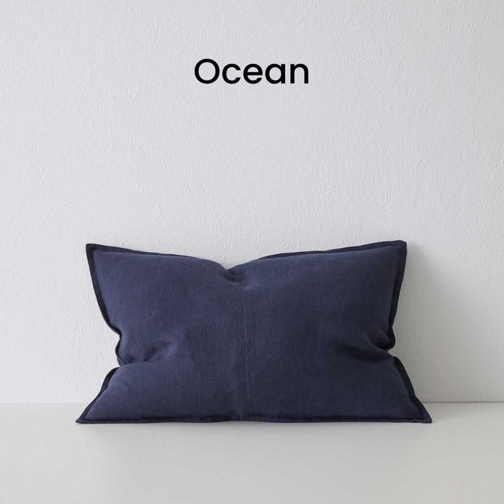 Como Ocean Blue European Linen Cushion Lumbar 40cm 60cm Weave Cushions Covers Feather Inserts