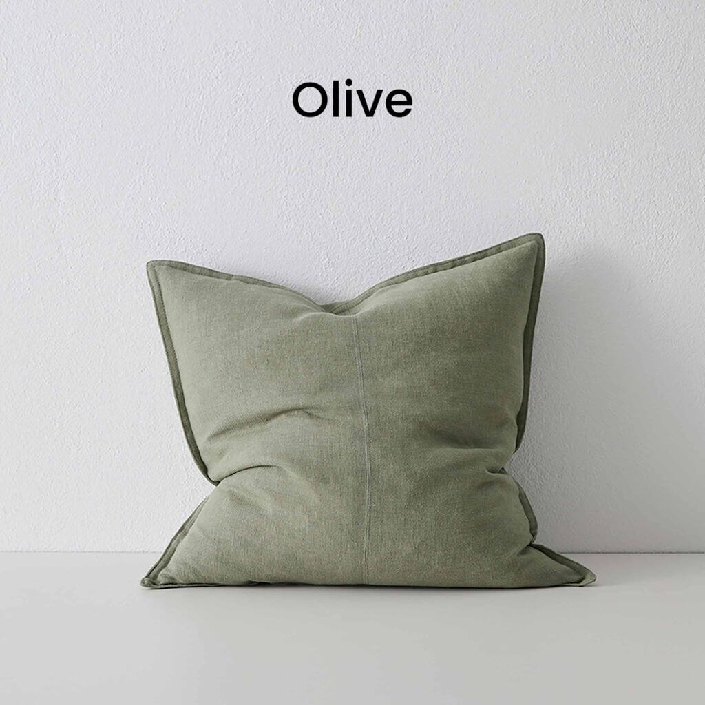 Como Olive Green European Linen Cushion 50cm Weave Cushions Covers Feather Inserts