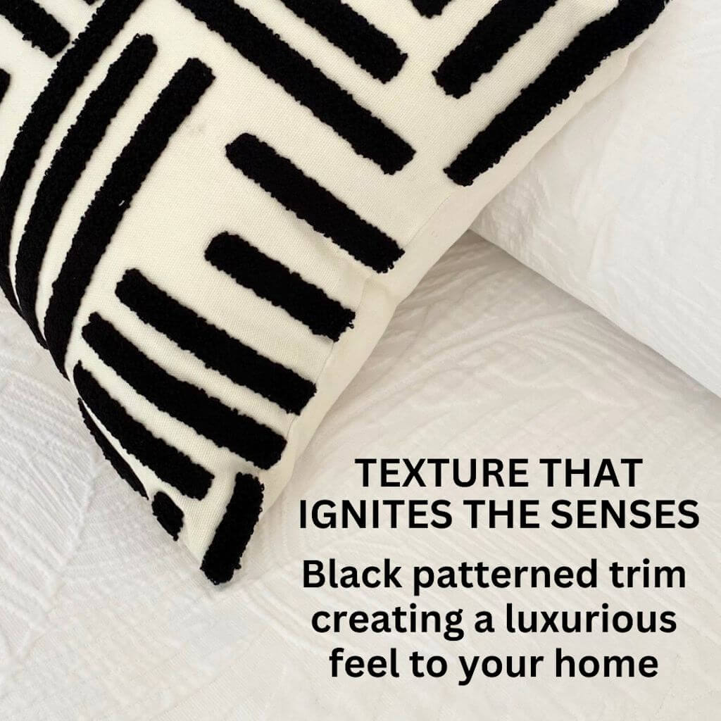 A beautiful textured black and white crossroads cushion to style your home