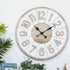 A big 70cm Hamptons Giro Wall Clock with a white timber clock face and raised wood numbers