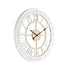 A big 72.5cm Hamptons Moulded Floating Wall Clock in distressed white with natural timber look face and black clock hands