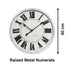 Large black and white 60cm Hamptons Wall Clock with raised black metal numerals
