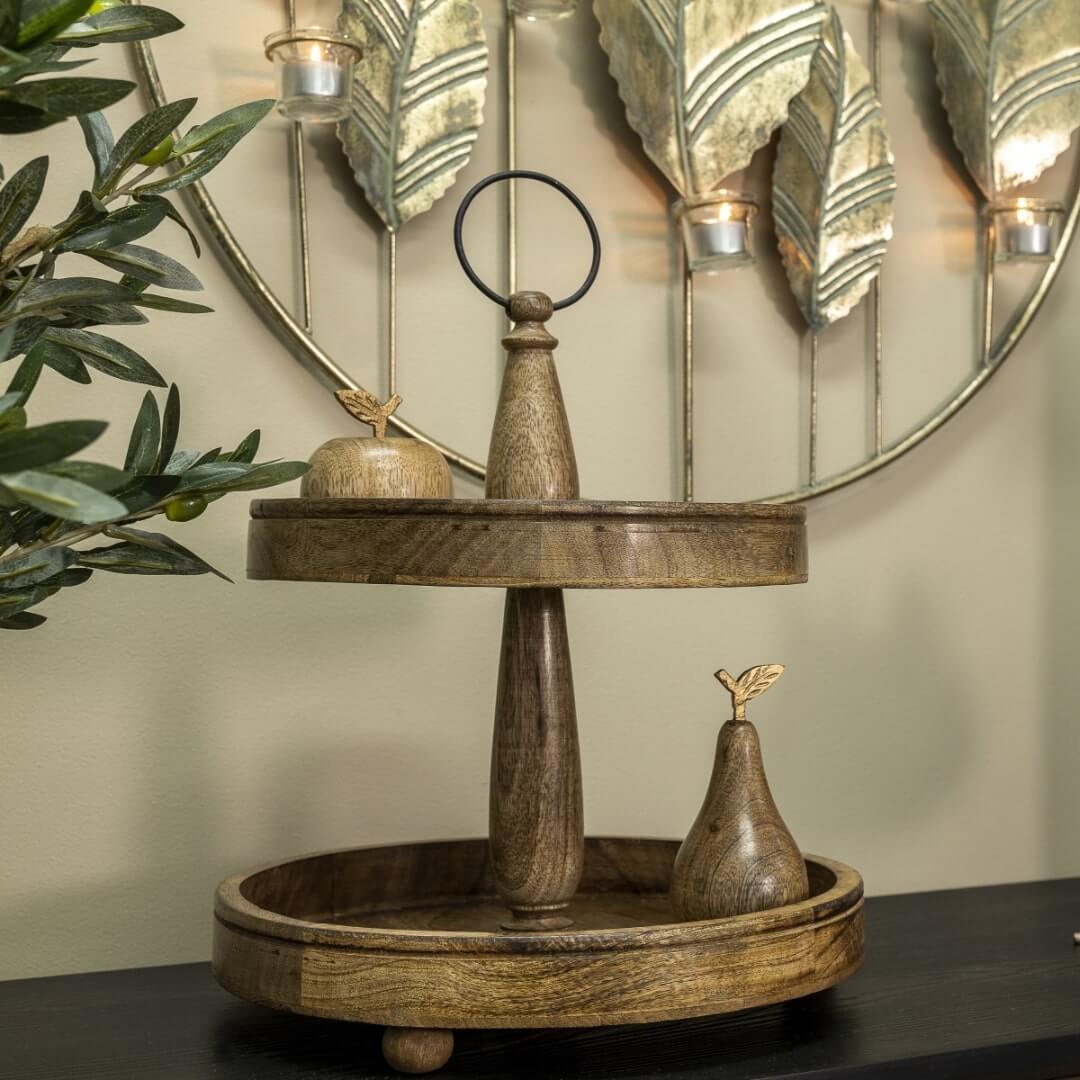 Handcrafted Mango Wood Two Tier Cupcake Tray Stand is a gorgeous Home Decor Display Stand 